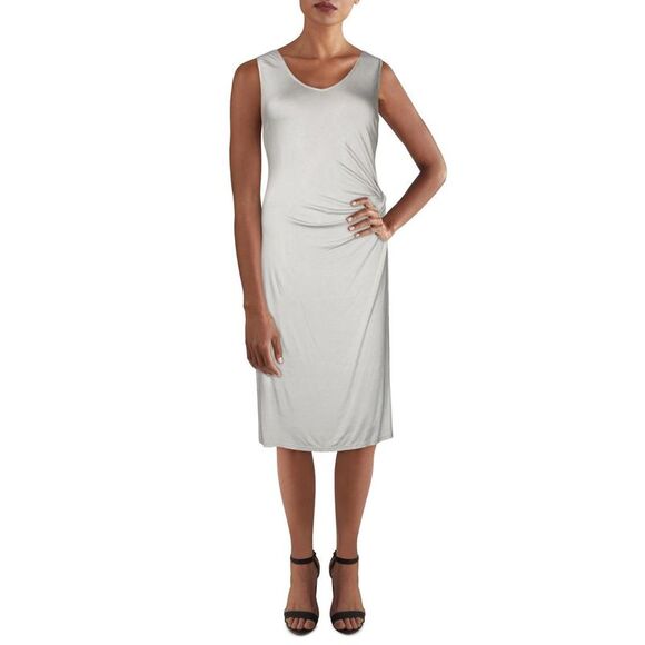 Matty M Womens Gray Knot-Front V Neck Sleeveless Midi Dress NWOT - Picture 1 of 2